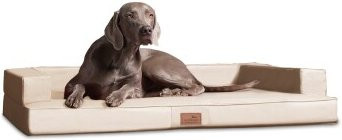 Tierlando Orthopädisches Hundesofa GIBSON VISCO in Creme mit Kunstleder und abnehmbarem Bezug, B/T/H: 80 x 60 x 22 cm - Bild 1
