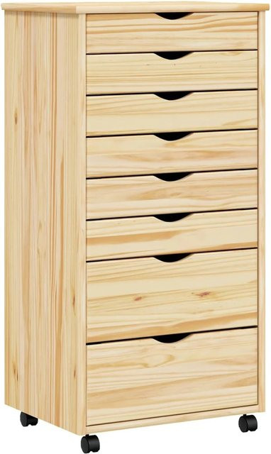 vidaXL Rollcontainer MOSS aus Kiefer Massivholz in Braun Klarlack, B/T/H: 53 x 39 x 103 cm - Bild 1