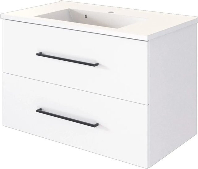 Held Möbel Einzelwaschtisch Rom Weiß Matt mit Softclose und Mineralguss, Breite: 80 cm - Bild 1