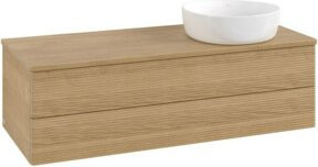 V&B Waschtischunterschrank Antao mit Frontstruktur in Honig Eiche, B/T/H: 120 x 50 x 36 cm - Bild 1