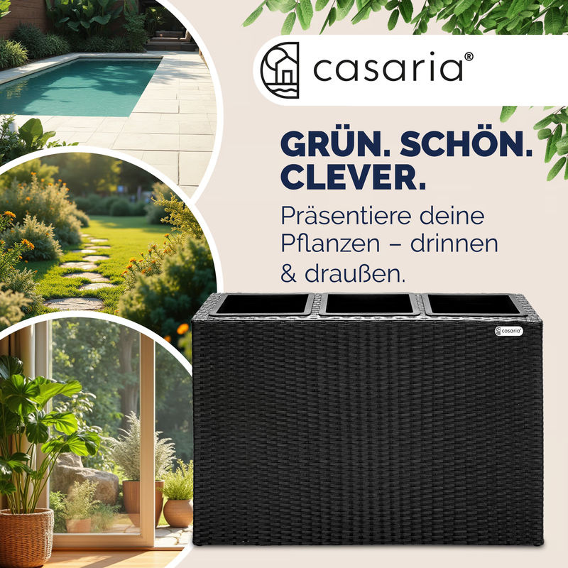 CASARIA Polyrattan Blumentopf Schwarz rechteckig H: 83 cm, B: 30,5 cm, T: 60 cm - Bild 4
