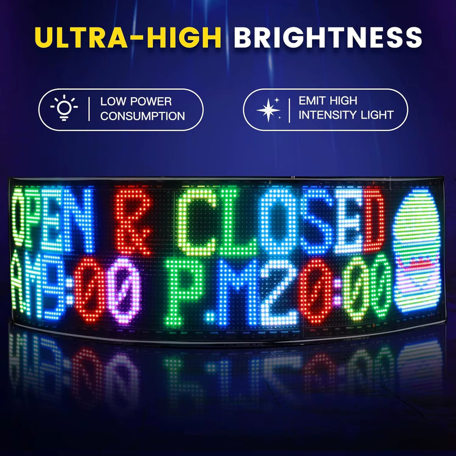 Programmierbares Doppelreihiges LED-Matrix-Schild in Schwarz mit App-Steuerung und RGB-Multicolor-Anzeige für Auto- und Ladenwerbung - Bild 5