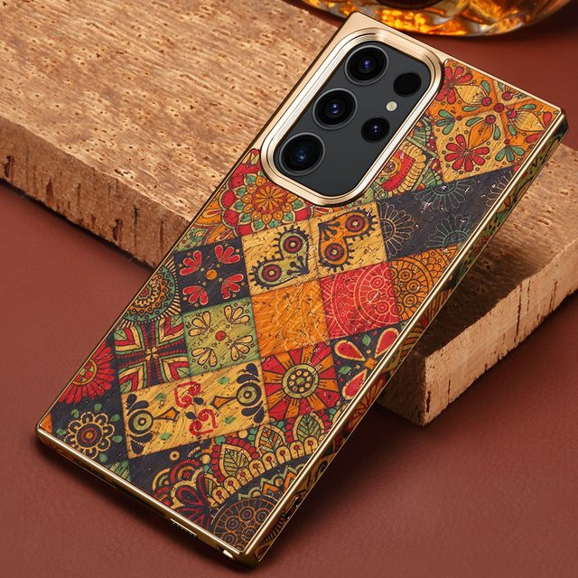Luxuriöse galvanisierte Handyhülle aus Kunstleder für Samsung S25 Ultra, S24 Plus und S23 in Gelb und Multicolour - Bild 1