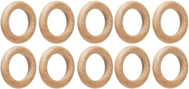 OutsideWorld Bastelholz Set aus Buche mit 30 Holzringen in Braun, Durchmesser: 7 cm und 6,5 cm - Bild 1