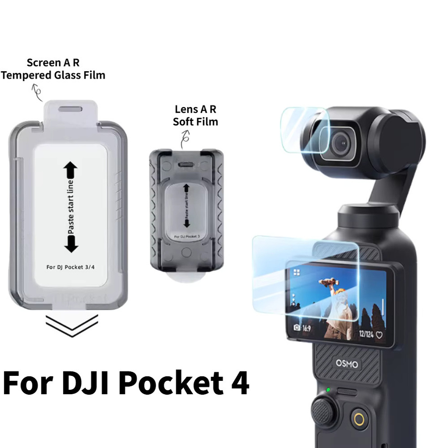 A R Film Objektiv-Schutzfolie und Displayschutz aus gehärtetem Glas für DJI Pocket 4, transparent - Bild 4