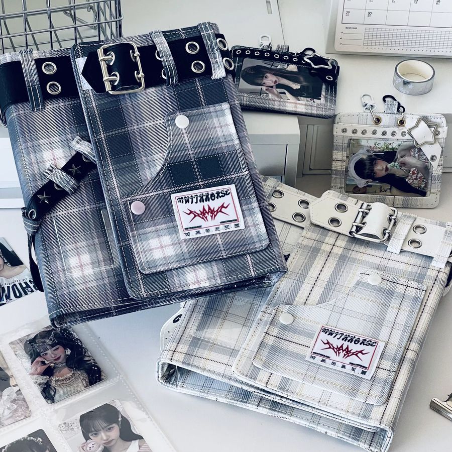 HITUZE Y2K Denim A5-Fotoalbum mit kariertem Design für Kpop Idol Fotokarten, Polaroids und Instax-Fotos - Bild 2