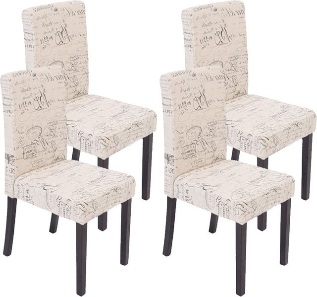 4er-Set MCW Esszimmerstühle Littau mit Schriftzug, Textil, Beige, B/T/H: 56 x 45 x 90 cm - Bild 1