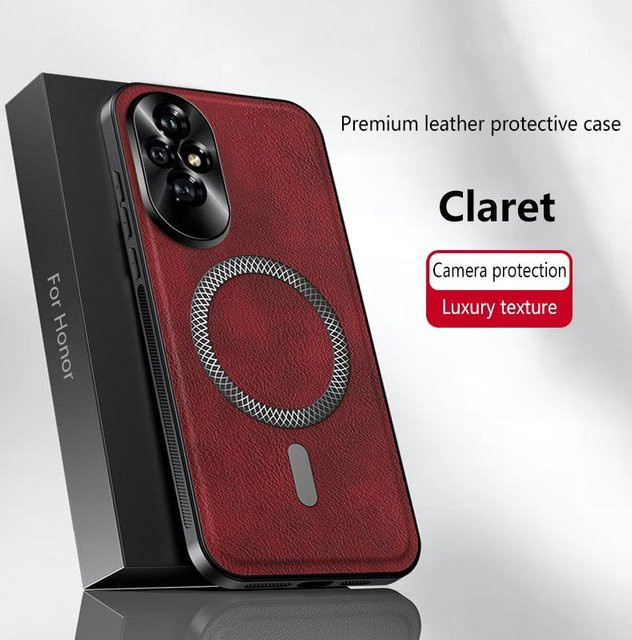Magnetische Leder-Handyhülle für Honor 200, Honor 200 Pro, Honor 100 und Honor 100 Pro in Rot, wasserdicht und stoßfest mit Vollabdeckung - Bild 1