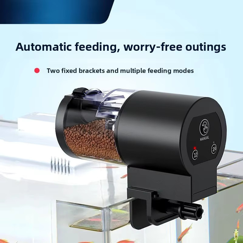 YTYIN Automatischer Fischfütterer Schwarz, Digitaler Programmierbarer Aquarium-Futterspender mit Timer, IP66 Wasserdicht für Teich und Schildkrötenbecken, 100 ml - Bild 3