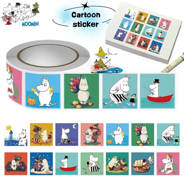 Bandai Moomin Cartoon Sticker Set mit lockigen Avataren in Multicolour für DIY Journal und Dekoration - Bild 1