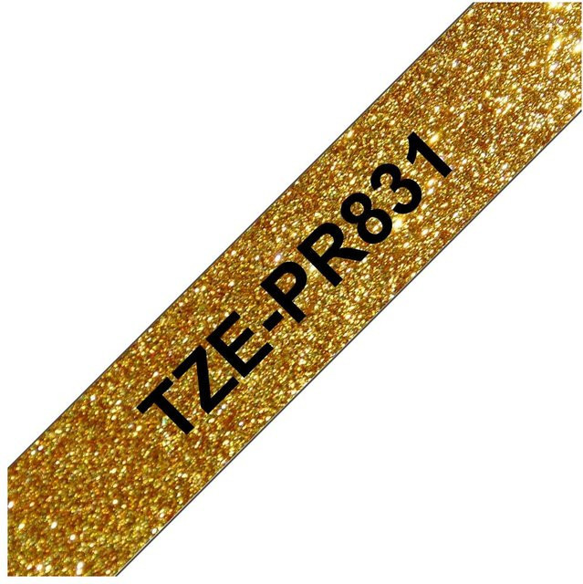 Brother P-touch Premium Schriftband TZe-PR831, Farbe: Schwarz auf Glitzer-Gold, Breite: 12 mm, Länge: 8 m - Bild 2