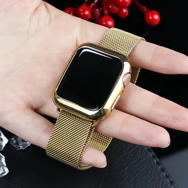 JBAILI Uhrenarmband Milanaise, Edelstahl, Gold, Unisex - Bild 3