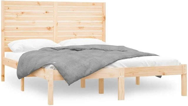 vidaXL Massivholzbett aus Kiefernholz in Braun mit rustikaler Optik, B/T/H: 120 x 200 cm - Bild 1
