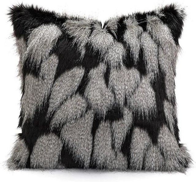 JMG Clothing Nordische Zierkissenbezüge aus Plüsch in Schwarz und Grau, B/H: 45 x 45 cm - Bild 1