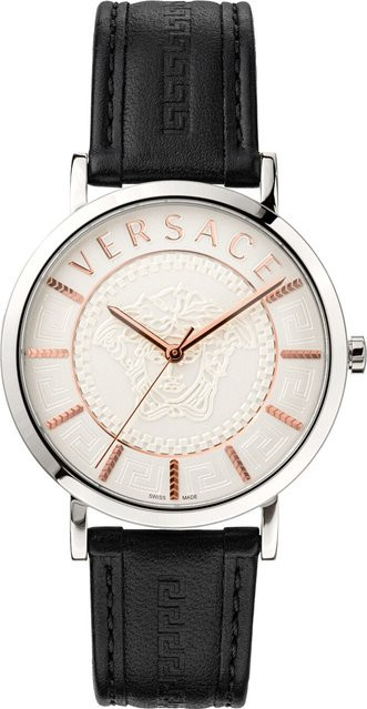 Versace Herrenuhr V-Essential, Quarz, Edelstahl, 40 mm, Leder, Weiß - Bild 1