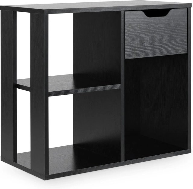 Costway Bücherregal aus Holz in Schwarz, modernes Standregal mit offenem Design, B/T/H: 60 x 30 x 53 cm - Bild 1