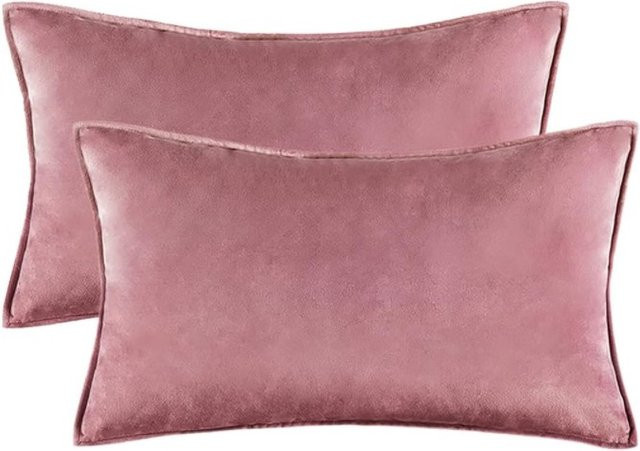 2-teiliges Set inyahome Samt-Kissenbezüge in Pink und Lila, rechteckig, für Sofa und Schlafzimmer - Bild 1