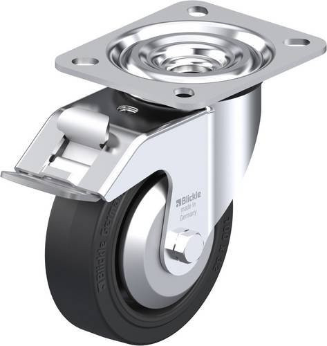 Blickle Lenkrolle L-POEV 100G-FI-FA mit Feststeller in Schwarz und Silber, Rad-Durchmesser: 100 mm, Tragfähigkeit: 200 kg - Bild 1