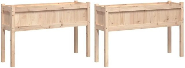 vidaXL Pflanzkübel Set aus Massivholz Kiefer in Braun und Beige, 2 Stück - Bild 1