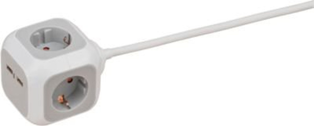 Brennenstuhl ALEA-Power Steckdosenwürfel 4-fach mit 2 x USB, Weiß/Grau - Bild 2