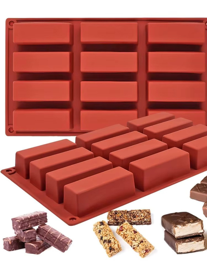 Rechteckige Silikon-Backform in Rot für Energieriegel, Schokoriegel, Proteinriegel, Maisbrot oder Pudding - Bild 6