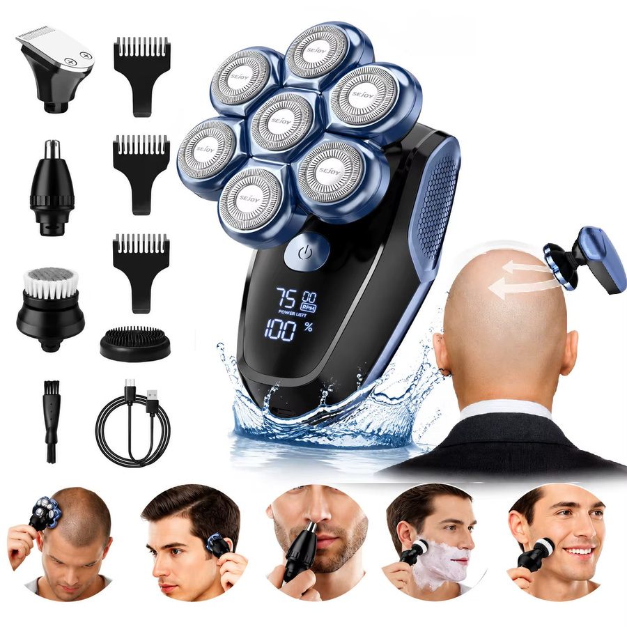 sejoy Elektrorasierer 5-in-1, IPX7 Wasserdicht, Blau, Herren - Bild 2