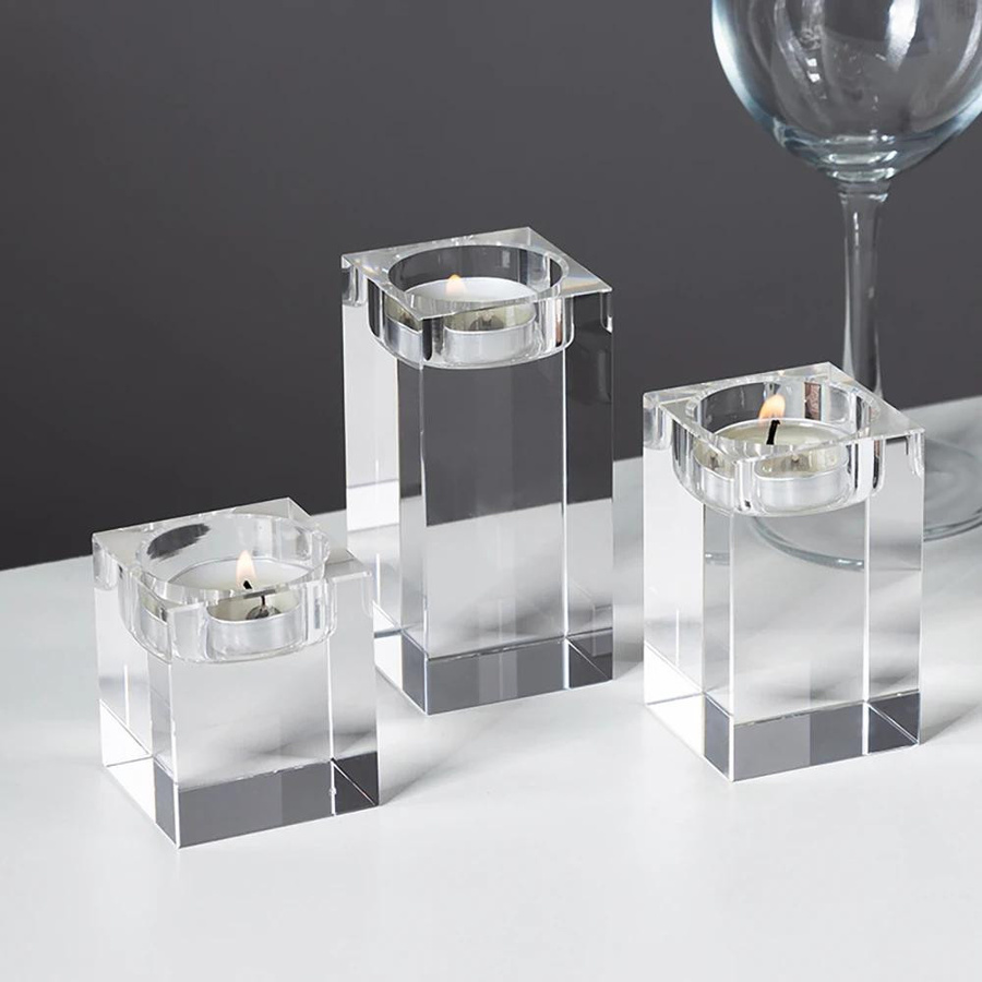 Kristallglas Kerzenhalter von Yiran Furniture in Transparent für Tischdekorationen bei Hochzeiten und Abendessen im modernen nordischen Stil - Bild 4