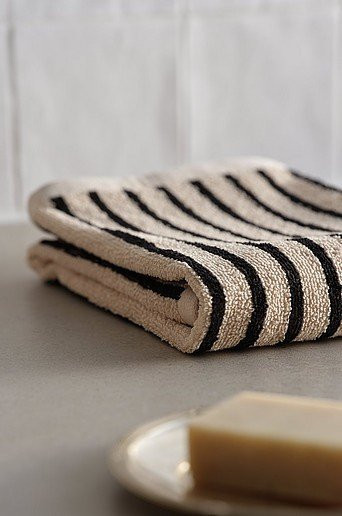 Jotex DIXIE Frottiertuch gestreift in Schwarz und Beige, B/H: 50 x 70 cm - Bild 1