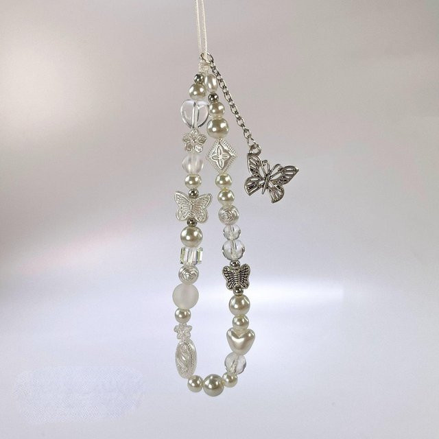 Handykette Silber, Schmetterling, Anhänger, Damen, gray - Bild 1