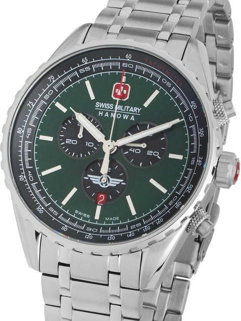 Swiss Military Hanowa Chronograph, Quarz, Edelstahl, Grün, 44 mm, Herren - Bild 1