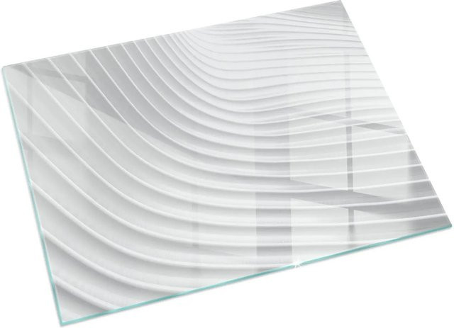 Tulup Glasbodenplatte für Kamin und Ofen mit Wellenmuster in Weiß, B/T: 60 x 40 cm - Bild 1