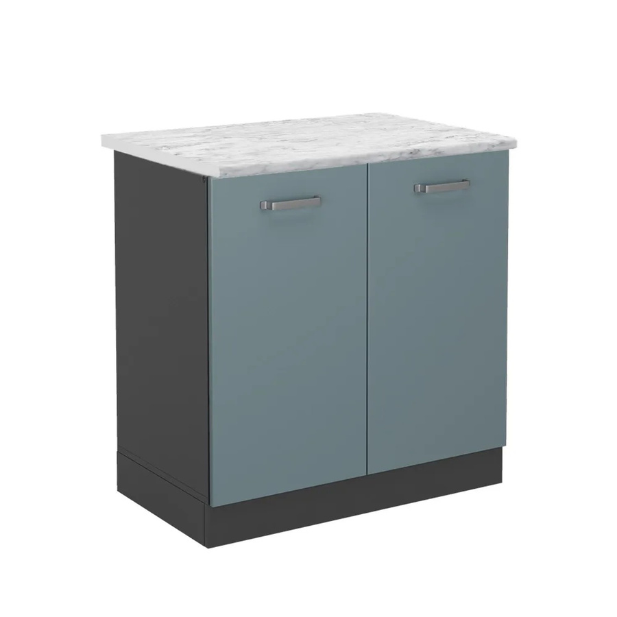 Vicco R-Line Spülenunterschrank Küchenunterschrank in Blau-Grau mit Marmor-Optik, B/T/H: 80 x 46 x 81,6 cm - Bild 2