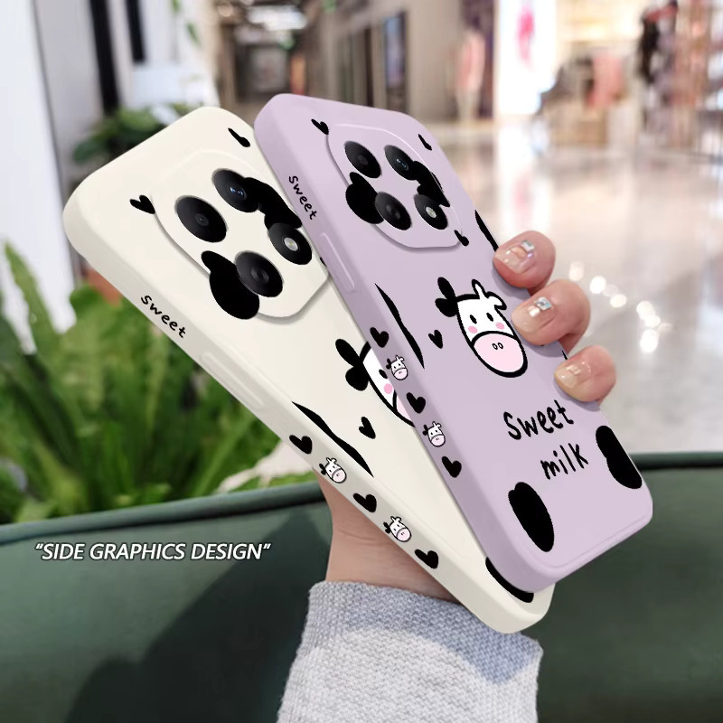 Niedliche Kuh-Handyhülle aus Silikon für Xiaomi Redmi Note 15 14 14S 13 12 12S 11 11S Pro Plus 4G 5G in Schwarz - Bild 1