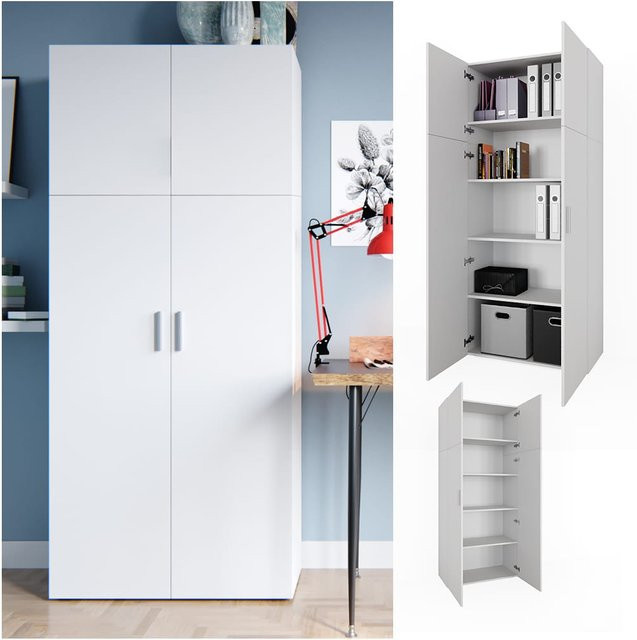 VICCO Aktenschrank FRANK weiß mit 2 Türen als Bücherregal und Standregal - Bild 1