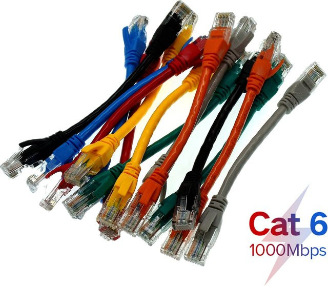 UXG Cat6 Ethernet Netzwerkkabel RJ45 Twisted Pair Patchkabel LAN UTP, Schwarz/Mehrfarbig, Länge: 15 cm - Bild 1