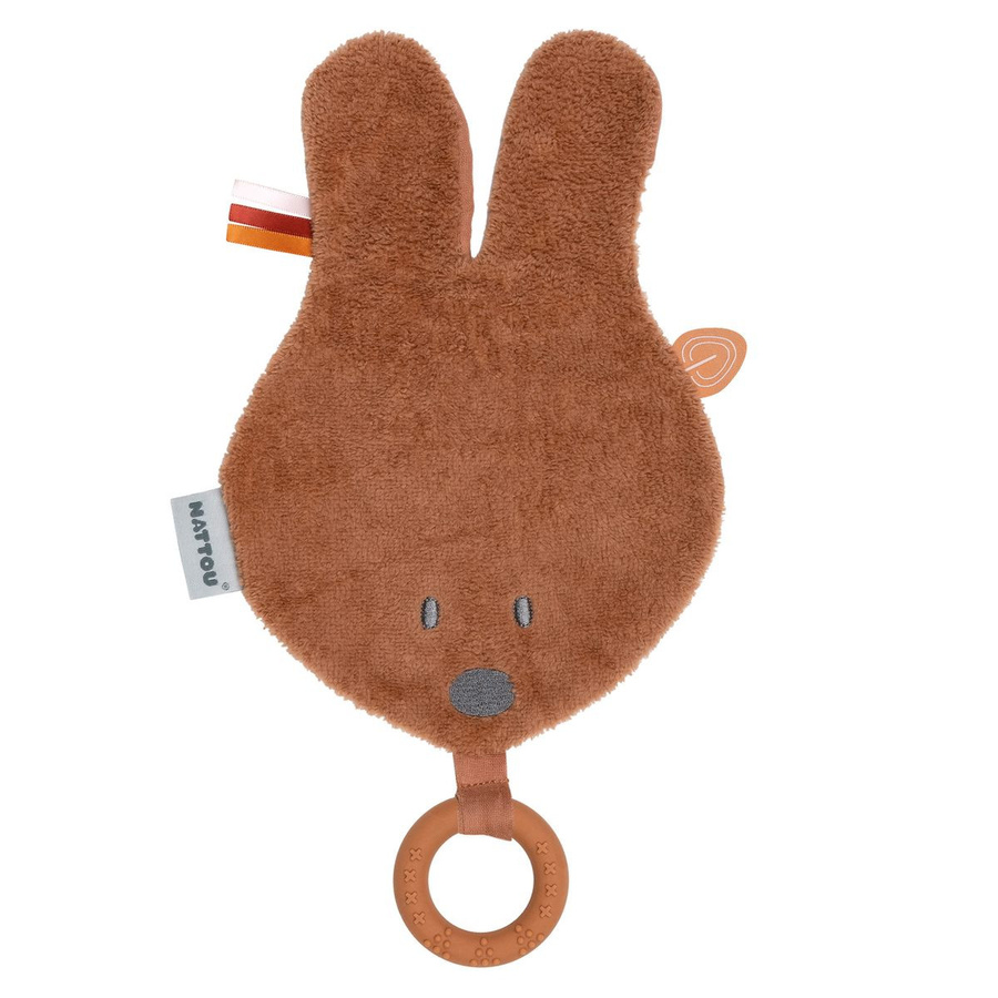 Nattou Schmusetuch Hase mit Silikon-Ring, Rust - Bild 1
