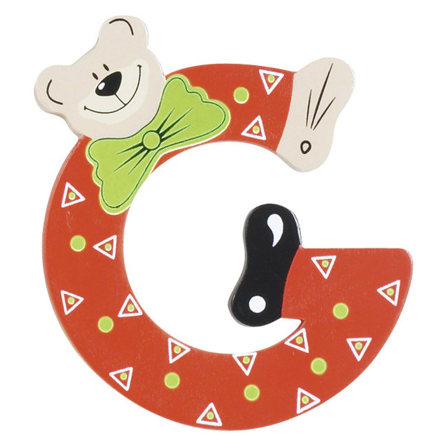 Playshoes Holzbuchstabe G Bär in Mehrfarbig mit rotem Design - Bild 1