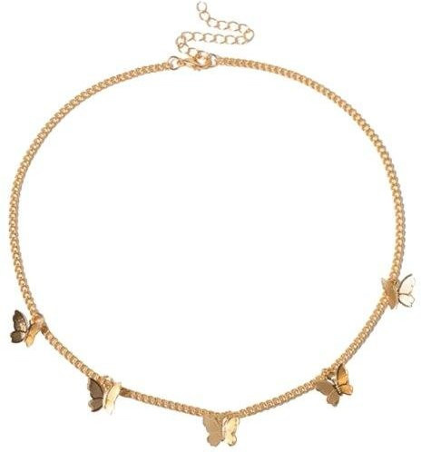 Allbestart Halskette Schmetterling Anhänger, Gold, Messing, Damen - Bild 1