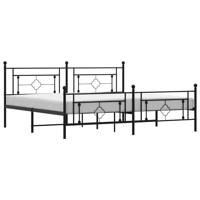 Vidaxl Metall-Bettgestell mit Kopfteil und Fußteil in Schwarz, B: 193 cm, T: 203 cm - Bild 2