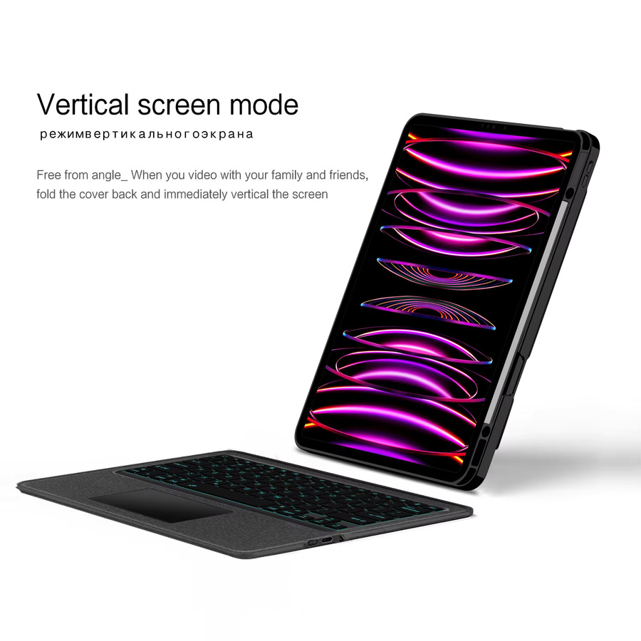 AJIUYU Magic Keyboard Hülle für iPad Air 13 Zoll M3 2025 und iPad Pro 12,9 Zoll Folio Tastaturabdeckung in Grün - Bild 4