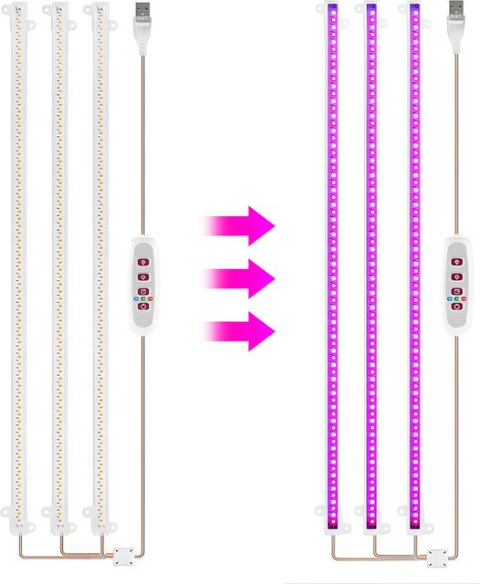 TOMTOP JMS LED-Pflanzenwachstumslichtstreifen mit 168 LEDs, 8W, 4000K, dimmbar mit Timer und RGB-Farben (Rot/Blau/Multicolor) - Bild 1
