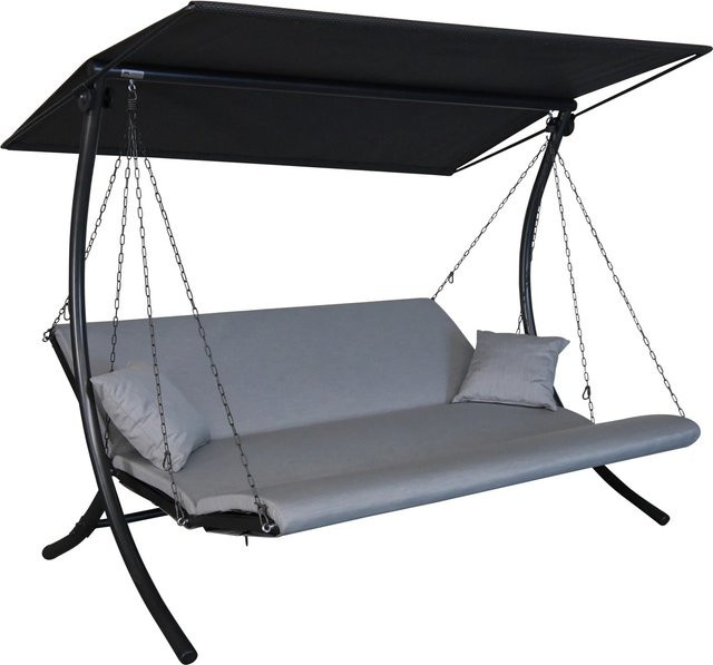 Angerer Hollywoodschaukel Swing 3-Sitzer Granit Grau mit Auflagen und Sonnendach - Bild 1