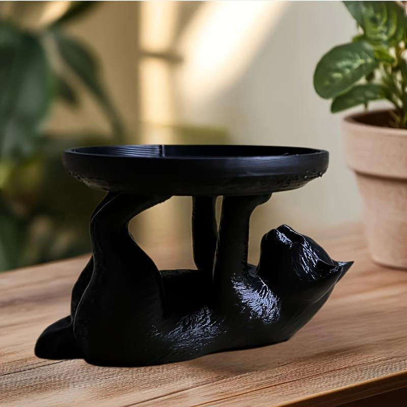 Multifunktionales Aufbewahrungsornament in Form einer schwarzen Katze aus Kunstharz mit rundem Design für deine Dekoration - Bild 2