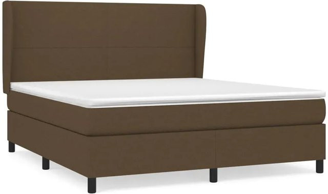 vidaXL Boxspringbett mit Matratze und Kopfteil, Braun, Stoff, B/T: 160 x 200 cm - Bild 1