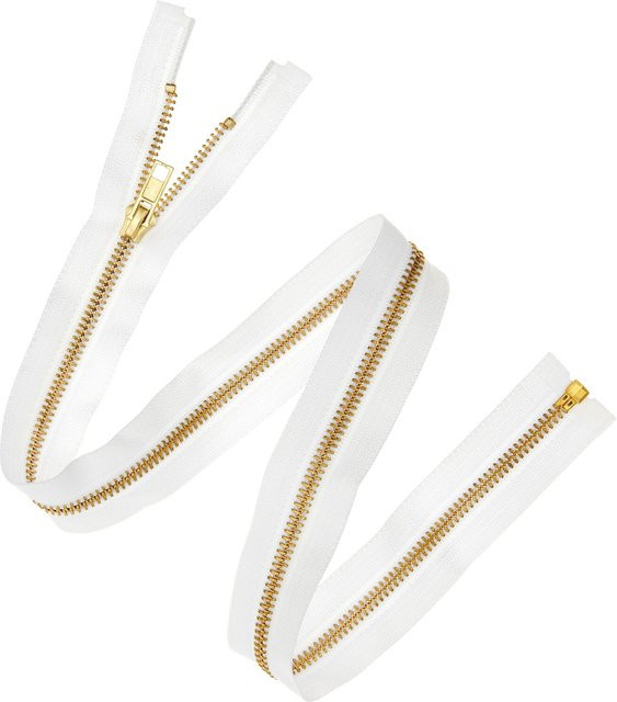 Rico Design Metall Reißverschluss 5mm in Gold und Weiß, Länge: 65 cm - Bild 1