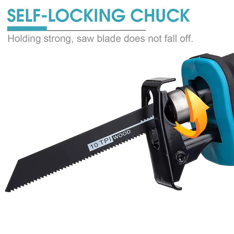 Makita Akku-Säbelsäge mit 4 Sägeblättern, 3000 RPM, Blau, für Metall und Holzbearbeitung, kompatibel mit Makita LXT 18V Akku - Bild 2