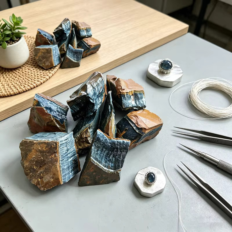 Natürlicher blauer Tigerauge Edelstein in Premium-Qualität für die Schmuckherstellung und Dekoration - Bild 4