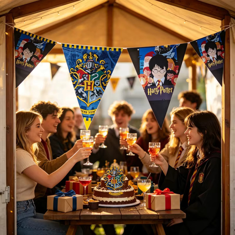 Warner Bros. Magie-Akademie Wimpel-Girlande aus Papier, Mehrfarbig, Party-Dekoration für Geburtstage und Feiertage - Bild 3
