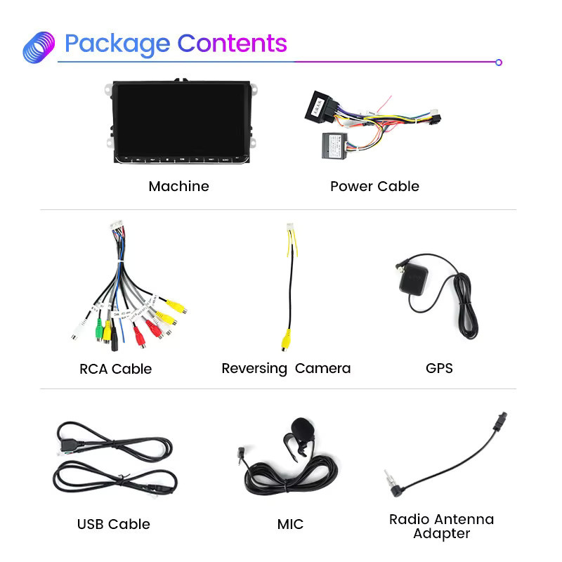 MEKEDE Android 13 Multimedia-Autoradio mit IPS-Bildschirm, Wireless CarPlay, GPS und WIFI für VW Passat Golf Polo Jetta und Skoda, 8 Zoll, Schwarz - Bild 3
