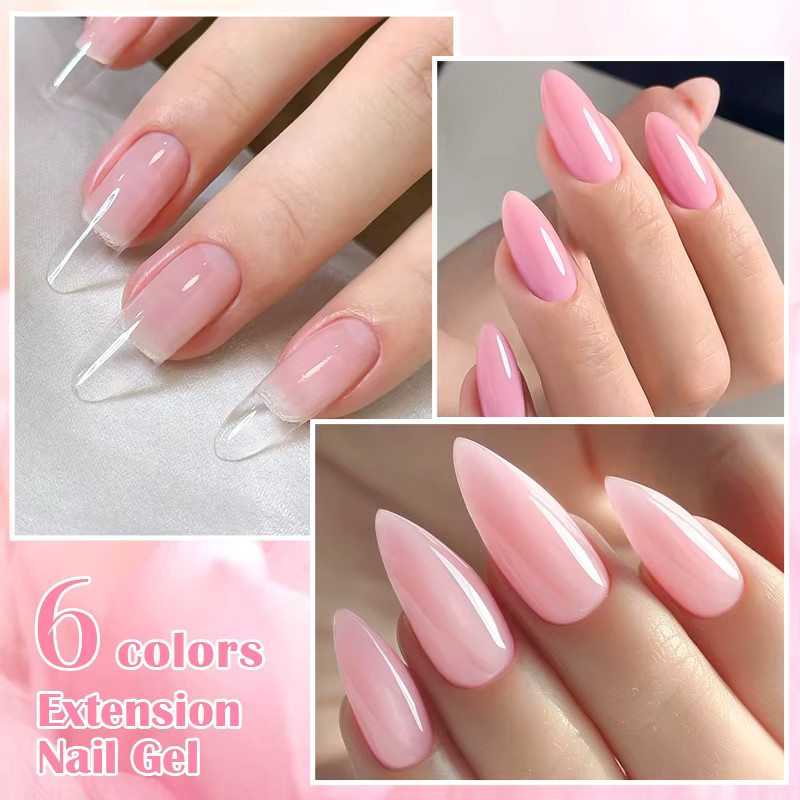 MEET ACROSS Builder Nail Gel Set, Rosa Weiß, 3 x 150 ml, Glänzend - Bild 3